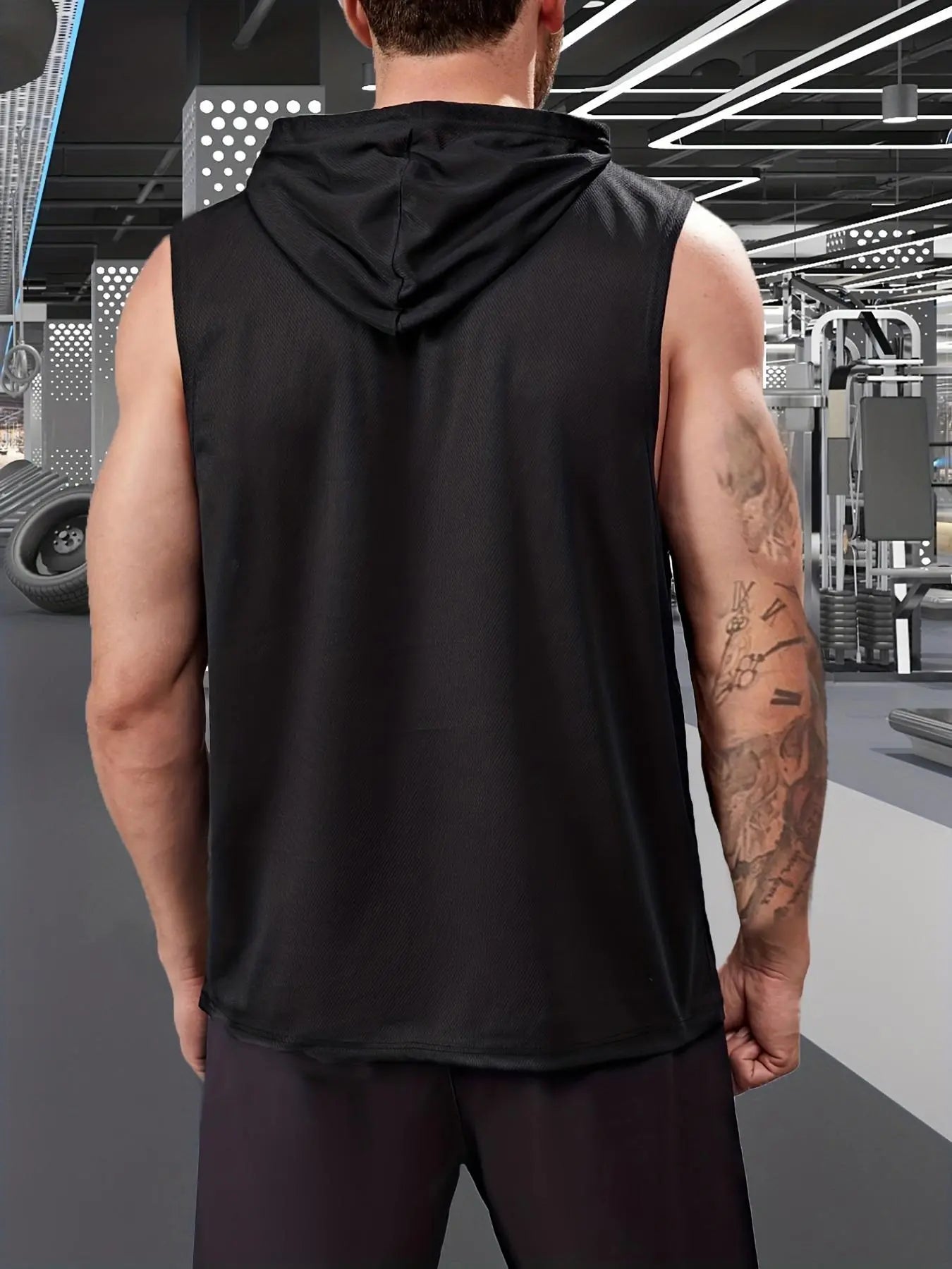 Graphic Drawstring Hooded Sweat Activated Sports Top